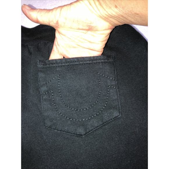 True Religion Sweat Lounge Pants Flock HS Jogger Pocket Black Womens Size M - Picture 4 of 11